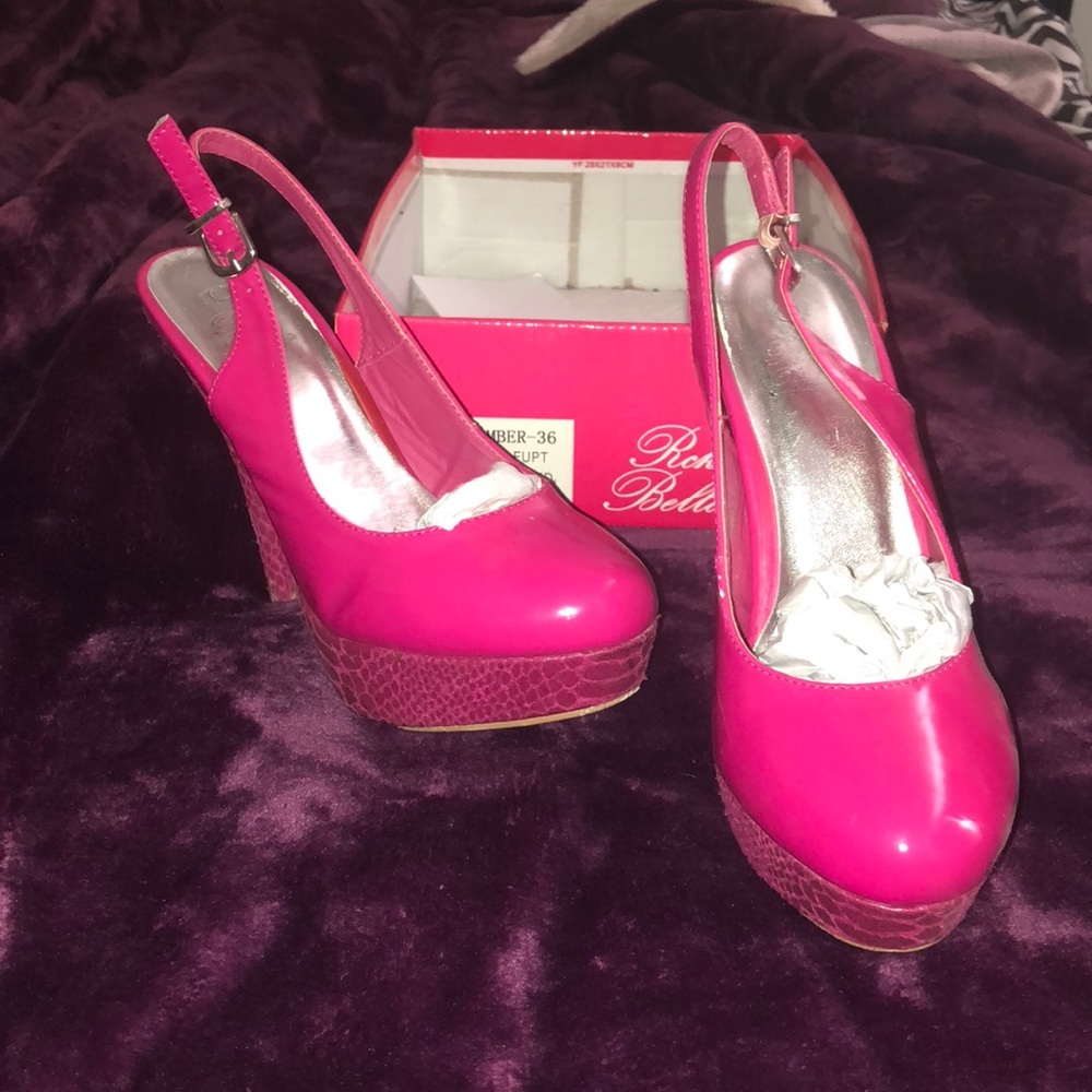 Pink snake skin heels